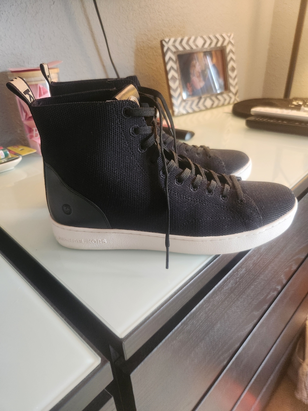 Michael Kors Women's Black High-Top Knit Sneakers